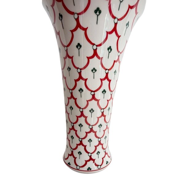 Andrea By Sadek 8" Ceramic Vase Red Green Blue Pattern Flared Scalloped Rim - Picture 5 of 8